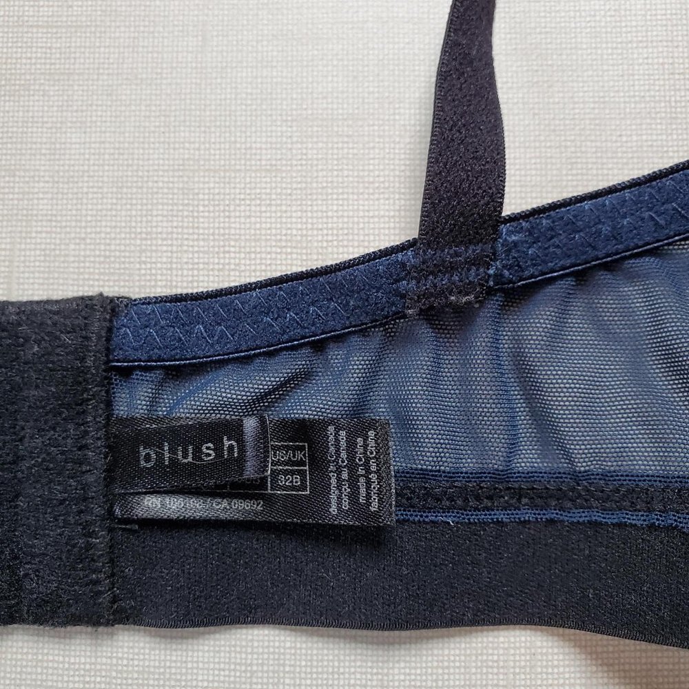 3/30$ 🍂 Blush Esprit Plunge Bra Blue Black Mesh - Picture 8 of 8